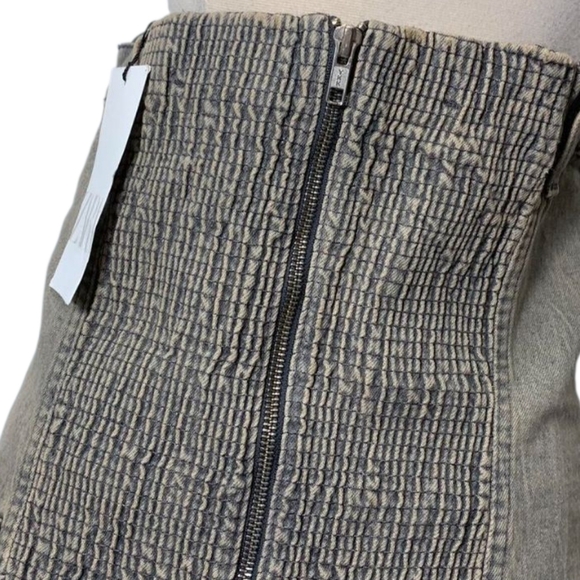NWT Zara Blue Denim Tan Strapless Denim Corset M - Picture 9 of 9